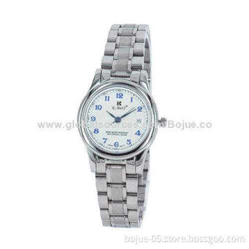 Stainless steel white dial hand winding women's watch